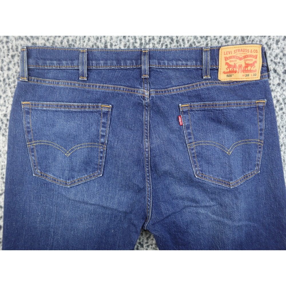 Levi's 505 Regular Fit Jeans Mens 38x32 Blue Good Medium Wash Straight Leg Denim - Picture 14 of 16